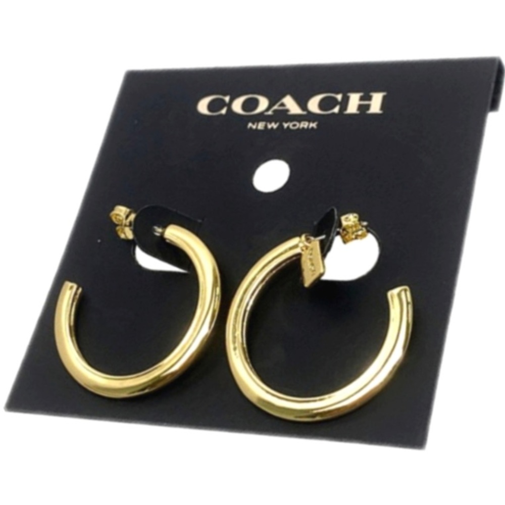 Coach Gold Signature Hoop Earrings